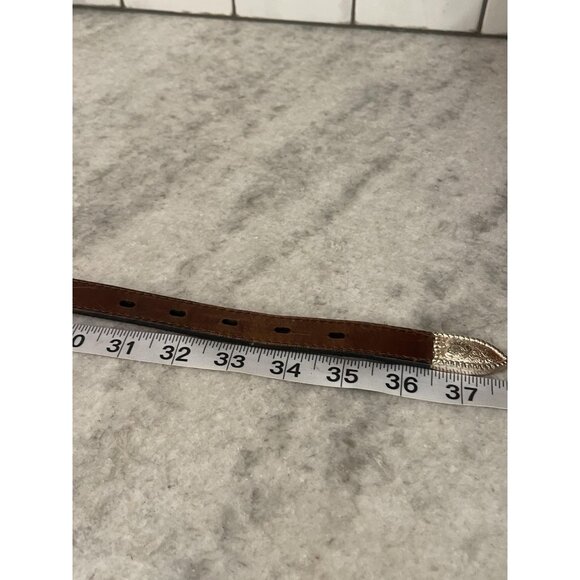 Western Concho Belt Womens Medium Brown Leather Silver Heart Buckle Boho Cowgirl - Picture 5 of 6